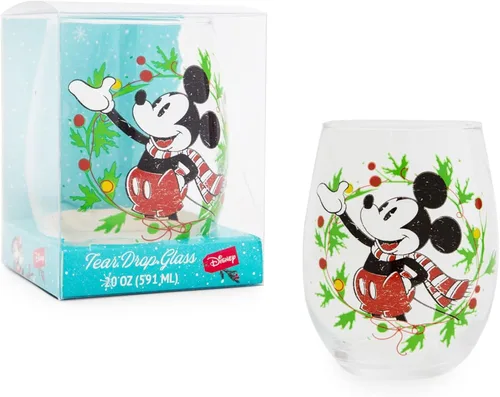 Vista 2 de Disney Mickey Mouse - Corona de Navidad sin tallo, vaso de lágrima para mimosas, cócteles, decoración de bar para el hogar, accesorios de cocina
