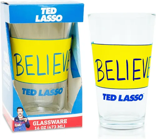 Vista 2 de Silver Buffalo Ted Lasso Believe - Vaso de cerveza tradicional para licor, bebidas de pub, capacidad para 16 onzas