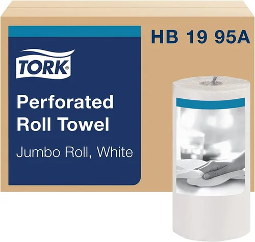 Vista 9 de Tork HB9201 Rollo de toallas perforadas de tamaño conveniente blanco, certificado compostable, 30 x 120 toallas