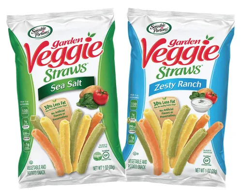 Vista 2 de Sensible Portions Garden Veggie Snack Straws - Paquete variado de chips con forma de pajitas, 30