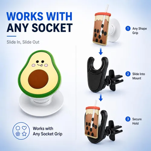 Vista 6 de MCCHJoy Soporte magnético para automóvil 2X-Hold para PopSockets, fácil de instalar, montaje de ventilación de aire, ajustable y seguro, se adapta a