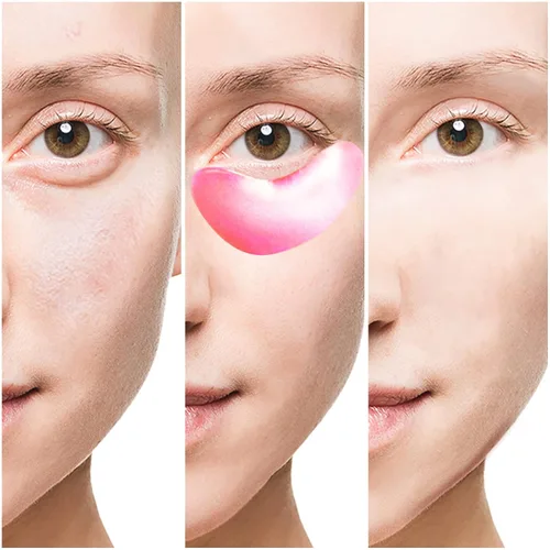 Vista 5 de Máscara de ojos de colágeno rosa, 30 pares de parches de cristal debajo de los ojos para ojos hinchados y ojeras – Parece menos cansado y reduce