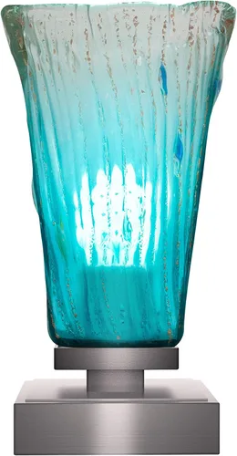 Vista 6 de Toltec Lighting Luna Accent - Lámpara de mesa, acabado grafito, cristal cuadrado de burbujas ahumadas de 3.5 pulgadas
