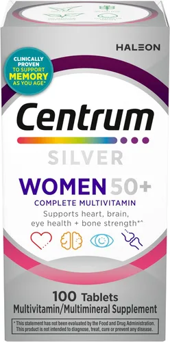 Vista 19 de Centrum Silver - Multivitamínico para mujeres 50 Plus, suplemento multivitamínico/multimineral con vitamina D3, vitaminas B, ingredientes sin OMG