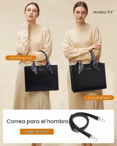 Vista 5 de LOVEVOOK Purses and Handbag for Women, Waterproof PU Leather Tote Purse with Scarf, Satchel Top Handle Bags with Strap Marrón vintage