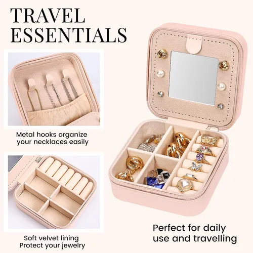 Vista 4 de Regalos de Navidad 2023, estuche de joyería imprescindible de viaje, accesorios de viaje esenciales de vacaciones para mujeres, adolescentes, niñas
