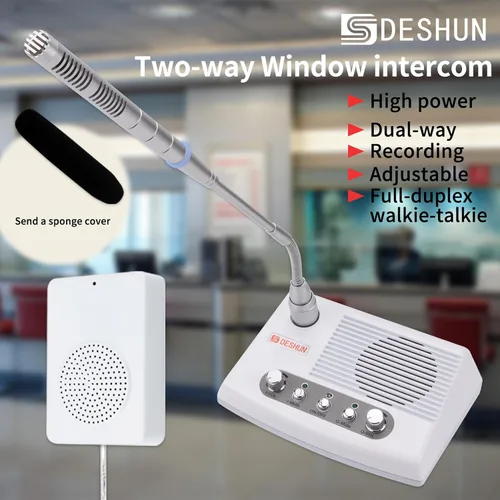 Vista 2 de DESHUN Intercomunicador de ventana DS-989, sistema de altavoces de ventana dúplex completo, altavoz, sistema de intercomunicación para negocios