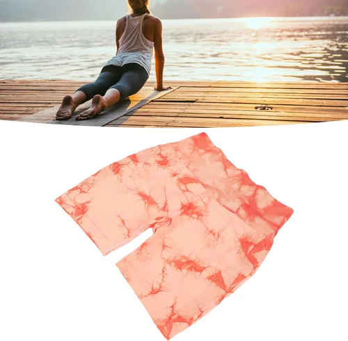 Vista 3 de Betued Orange Pink, Women Yoga Shorts High Waist Quickly Drying Hip Lifting Tie Dyed Waisted High Waisted Biker Shorts Gym Y
