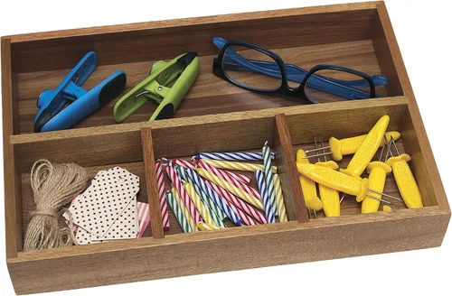 Vista 2 de Lipper International Bandeja organizadora de acacia, 4 compartimentos, 12" x 8" x 1 3/4