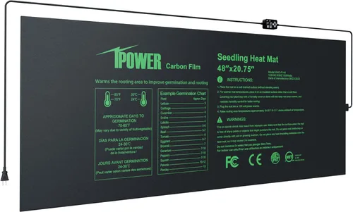 Vista 23 de iPower tapete térmico para plantón, tapete térmico hidropónico caliente con diseño impermeable duradero, estera de calor solamente, Negro