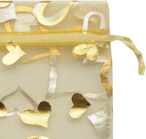 Vista 4 de YYaaloa 100 mini bolsas de organza mixta de corazón traslúcido de 2.7 x 3.5 pulgadas, con cordón elegante, bolsas de belleza para regalo, bolsas