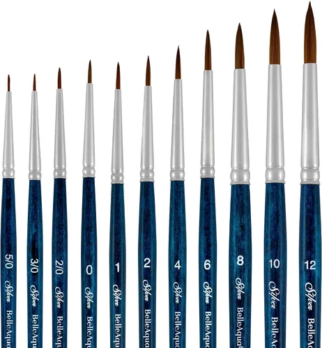 Vista 17 de Silver Brush Limited BA-2753S BelleAqua - Juego de pinceles redondos básicos para acuarela, 3 piezas, mango corto profesional, juego de pinceles