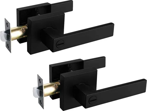 Vista 23 de NEWBANG Manija de palanca de puerta sólida con acabado negro mate