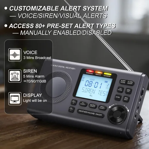 Vista 4 de RunningSnail - Radio meteorológica NOAA con más de 80 alertas de emergencia, 23 códigos de condado de programación localizada S.A.M.E, respaldo