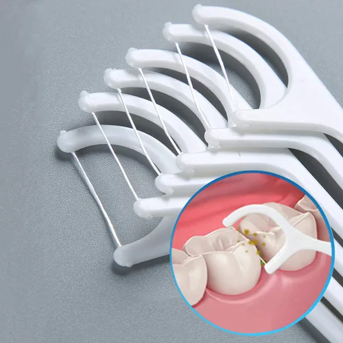 Vista 2 de 100 unidades desechables de hilo dental palitos limpiador de dientes cuidado oral con estuche de plástico portátil