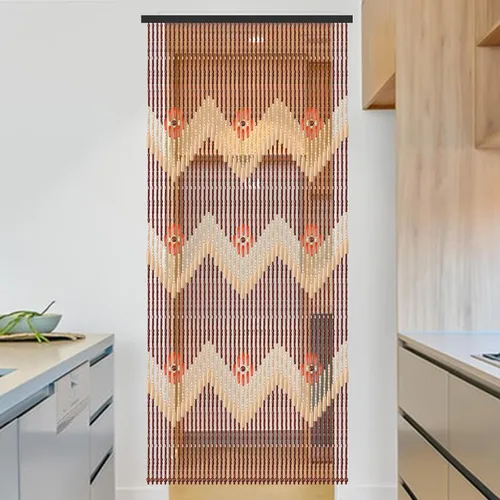 Vista 7 de ANMINY Cortina de madera con cuentas de bambú, 2 paneles divisores de madera para colgar habitaciones, 52 hebras, decorativas hechas a mano