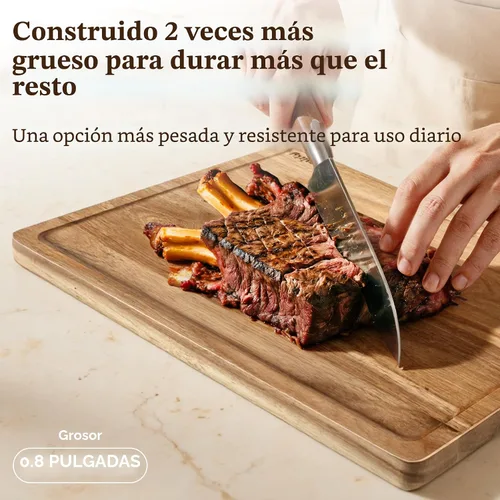 Vista 2 de SMIRLY Juego de tablas de cortar de bambú, tabla de cortar y tablas de cortar de madera para cocina, tabla de cortar de madera pequeña y bloque