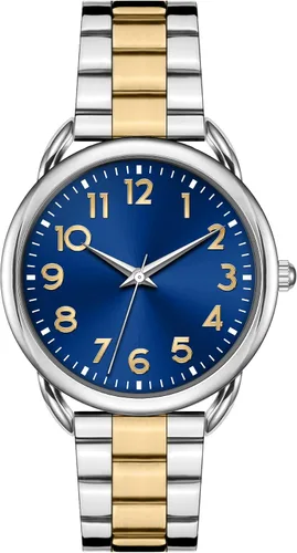 Vista 11 de Bisley Reloj de mujer de 1.378 in de acero inoxidable con cierre magnético, fácil de ajustar, tamaño de muñeca sin herramienta, número arábigo
