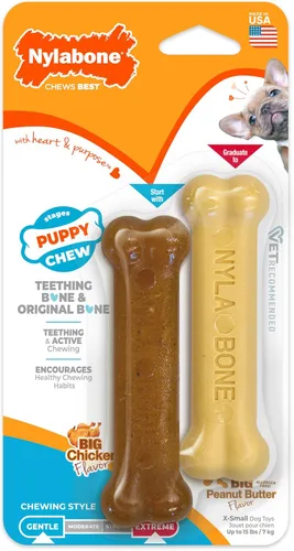 Vista 13 de Nylabone Anillo de dentición masticable para cachorros, juguete de hueso Anillo de hueso