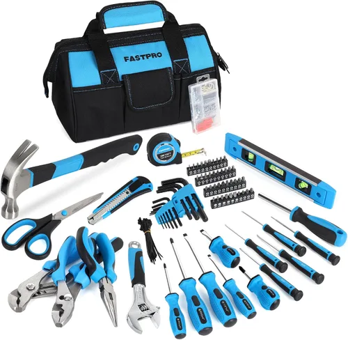 Vista 9 de FASTPRO Juego de herramientas para el hogar de 220 piezas, kit de herramientas de reparación para el hogar con bolsa de herramientas de Rojo