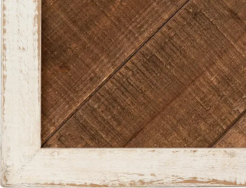 Vista 7 de Creative Co-Op Farmhouse Square Herringbone Wood Inlay and Metal Wall Clock, Distressed Brown