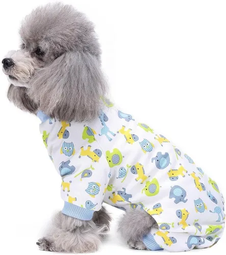 Vista 7 de s-lifeeling Disfraces de perro para chamarra para interiores y exteriores Mermaid Patrón cómodo cachorro pijamas suave perro Jumpsuit Camisa mejor