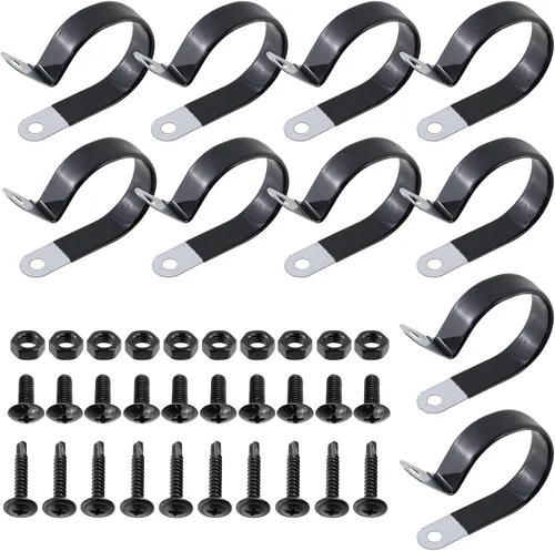 Vista 11 de Antrader Clips de cable tipo R, abrazaderas de cable de 0.12 pulgadas con tornillos, acero inoxidable 304, 100