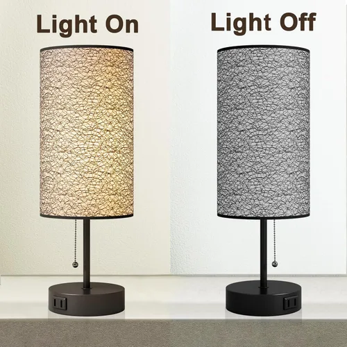 Vista 5 de Lámpara de mesa YIDPU para dormitorio, lámpara de mesita de noche para cabecera con tomas de corriente AC, lámpara de escritorio LED ajustable de 3