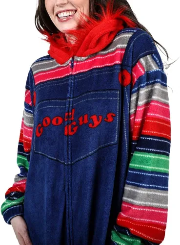 Vista 3 de Bioworld Chucky - Traje de unión de Halloween Kigurumi con capucha para hombre