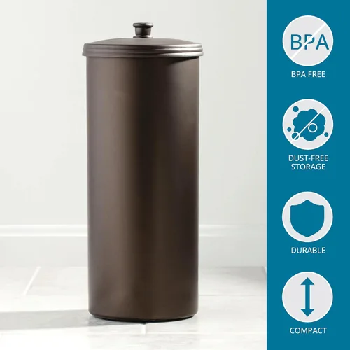 Vista 6 de iDesign Soporte independiente para papel higiénico de baño con tapa para 3 rollos adicionales, bronce Para 3 rollos adicionales