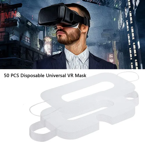 Vista 6 de Busjoy 50PSC - Máscara desechable de realidad virtual universal para Oculus Quest 2HTC ViveGear VRPlaystation VRVR BoxOculus RiftHoloLens previene