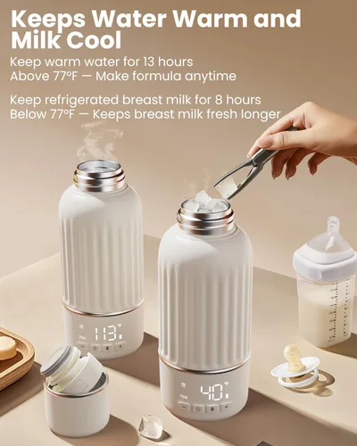 Vista 6 de Calentador de botellas portátil para viajes, calentamiento rápido de 2.5 minutos para leche materna y fórmula, calentador de leche portátil