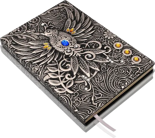 Vista 12 de DND - Cuaderno de diario de mazmorras y dragones, diario de cuero en relieve 3D con papel rayado, accesorios DND, regalos DND para mujeres, hombres
