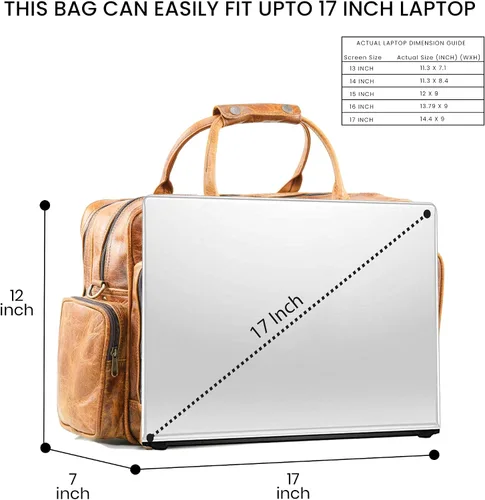Vista 4 de Handmade World Maletín grande de cuero para hombres 'BossWell Office' se adapta a 18 pulgadas portátil Messenger para viajes de negocios