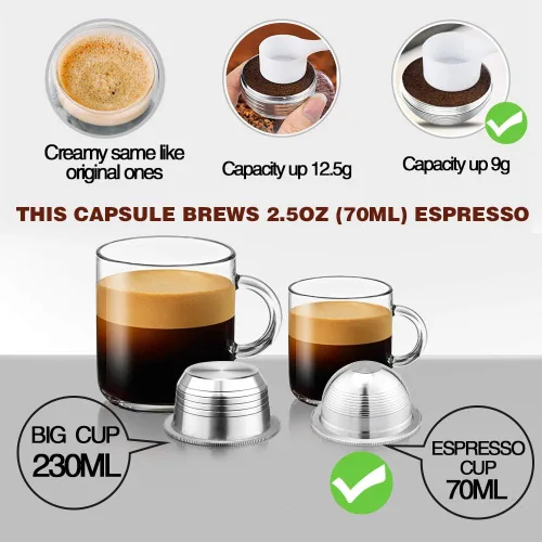 Vista 3 de CAPMESSO Cápsula de café reutilizable de acero inoxidable: cápsula de café recargable de metal para elaborar café expreso, compatible con Nespresso