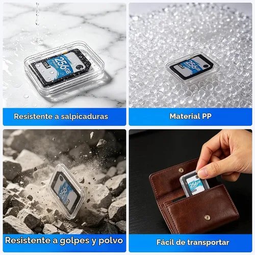 Vista 4 de Caja de plástico 100 unids SD titular de la tarjeta - plástico transparente de almacenamiento de almacenamiento de la tarjeta de memoria
