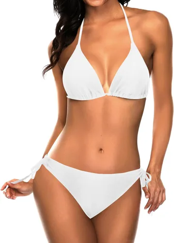 Vista 30 de Tempt Me - Conjunto de bikini triangular para mujer, traje de baño sexy de dos piezas, traje de baño con cintas laterales Azul verde