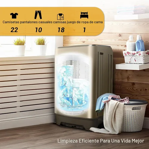 Vista 3 de Lavadora portátil de 17.7 libras, lavadora compacta completamente automática para apartamento, 10 programas de lavado, pequeña lavadora portátil