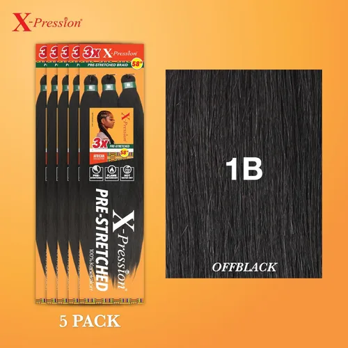 Vista 2 de Sensationnal Braids XPRESSION 3X Trenza preestirada de 58 pulgadas (paquete de 5, 1B)