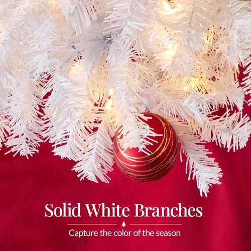 Vista 107 de Best Choice Products Árbol de Navidad azul bebé preiluminado de 6 pies, decoración navideña artificial completa con 947 puntas de rama, 250 luces