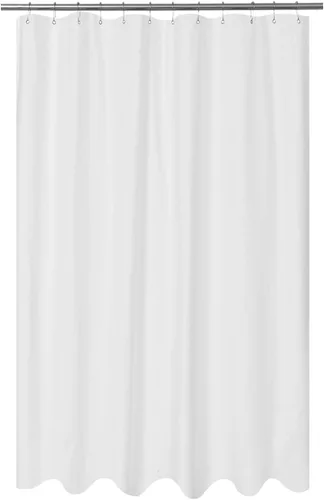 Vista 19 de Forro de cortina de ducha en relieve de microfibra para cabina de 48 x 72 pulgadas, cortina de baño de tela suave lavable y repelente al agua, Blanco