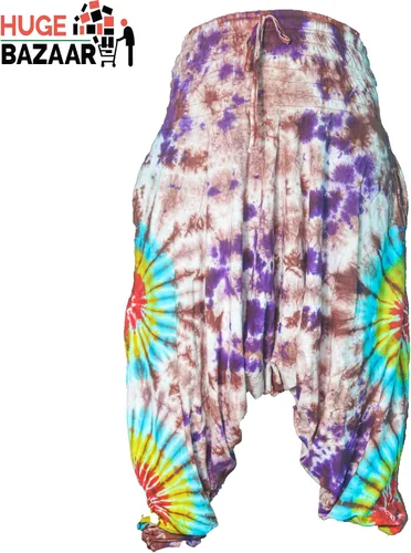 Vista 5 de Pantalones de yoga de teñido anudado para meditación, oraciones unisex por nepalí hecho a mano, tela auténtica Khaddar