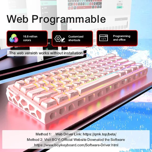 Vista 4 de BOYI H60Pro Magnetic Switch Gaming Keyboard,60% Hollow Aluminum Hall Effect Rapid Trigger Hot-Swap 8K Polling Rate 0.01mm RT RGB Wired Mechanical