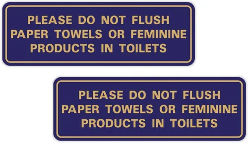 Vista 38 de All Quality Estándar Please Do Not Flush Toallas de papel o productos femeninos en inodoros puerta o pared Letrero Negro - Pequeño (1 paquete)