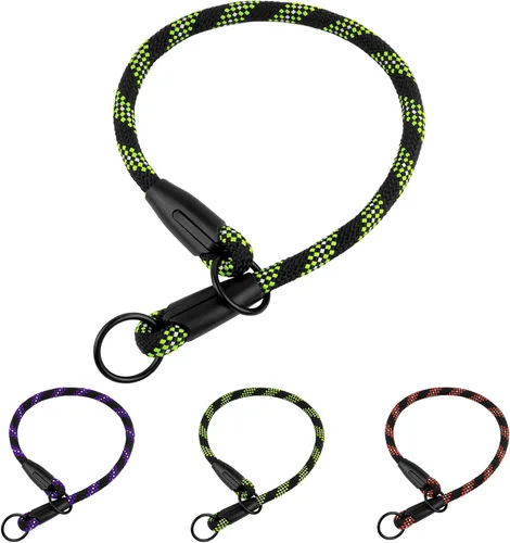 Vista 10 de BronzeDog Rope Pro - Collar de entrenamiento para perro trenzado sin tirones, collares redondos de liberación rápida para perros pequeños, medianos