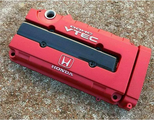 Vista 8 de JDM - Cubierta de válvula de motor de fibra de carbono compatible con Honda Civic B16 B18 VTEC Type-R
