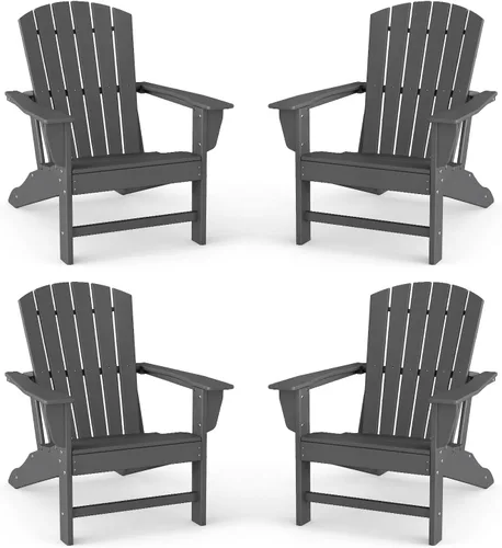 Vista 22 de BRIOPAWS - Set de 2 sillas Adirondack Silla para hoguera Tamaño grande Plástico HDPE Resistente a la intemperie para terraza, piscina al