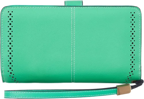 Vista 4 de Travelambo Cartera para mujer, de gran capacidad, con bloqueo RFID, de piel auténtica, cartera