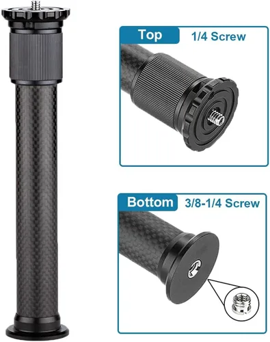 Vista 3 de Extensión de trípode de fibra de carbono Varilla de dos secciones Tubo extensor de columna central para estudio fotográfico Monopod DSLR Camera