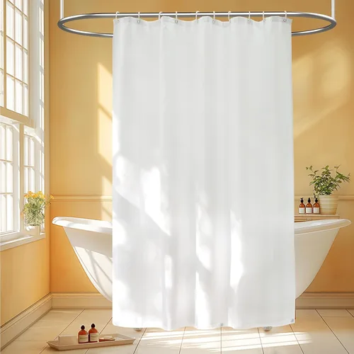 Vista 12 de Seenus Cortina de ducha de tela gris carbón, 36 x 78 pulgadas, forro de ducha de tela impermeable, lavable con 2 imanes grandes, cortina de ducha